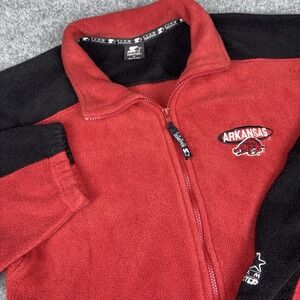 Arkansas Razorbacks Fleece Jacket Mens Medium Red Black Full Zip NCAA Football